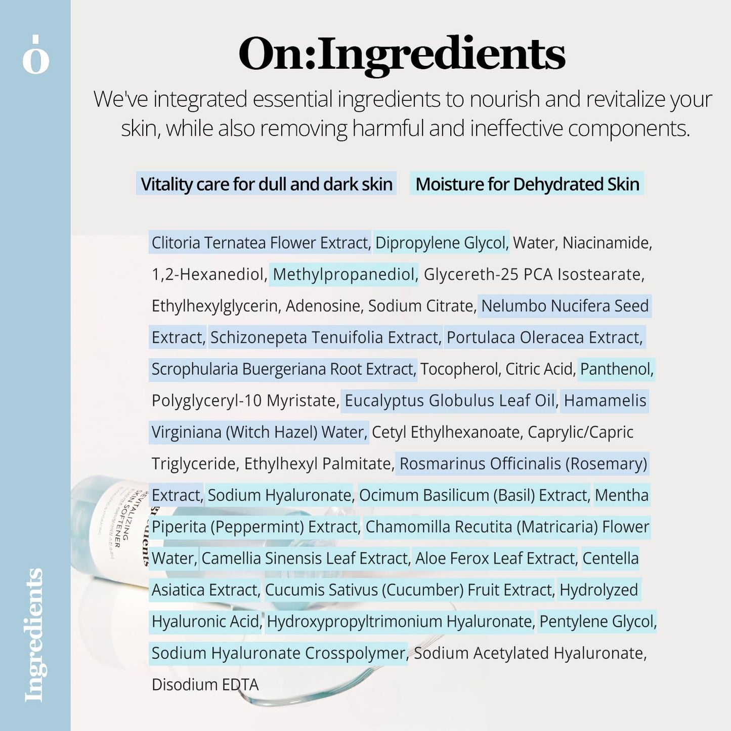 ONGREDIENTS Revitalizing Skin Softener | Hydrating Toner for Dull, Uneven Skin Tone | Niacinamide, Panthenol, Hyaluronic Acid, Vitality Care, Even Tone | Vegan, Korean Skin Care 250ml / 8.45 fl Oz