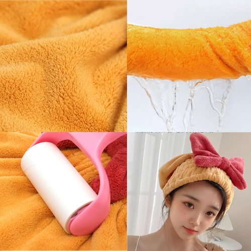 MYNOCK New Super Absorbent Hair Towel Wrap for Wet Hair, Efficient Hair Towel, Soft Absorbent Quick Drying Cap with Bow-Knot,Microfiber Super Absorbent Hair Towel Wrap (red, 1pcs)