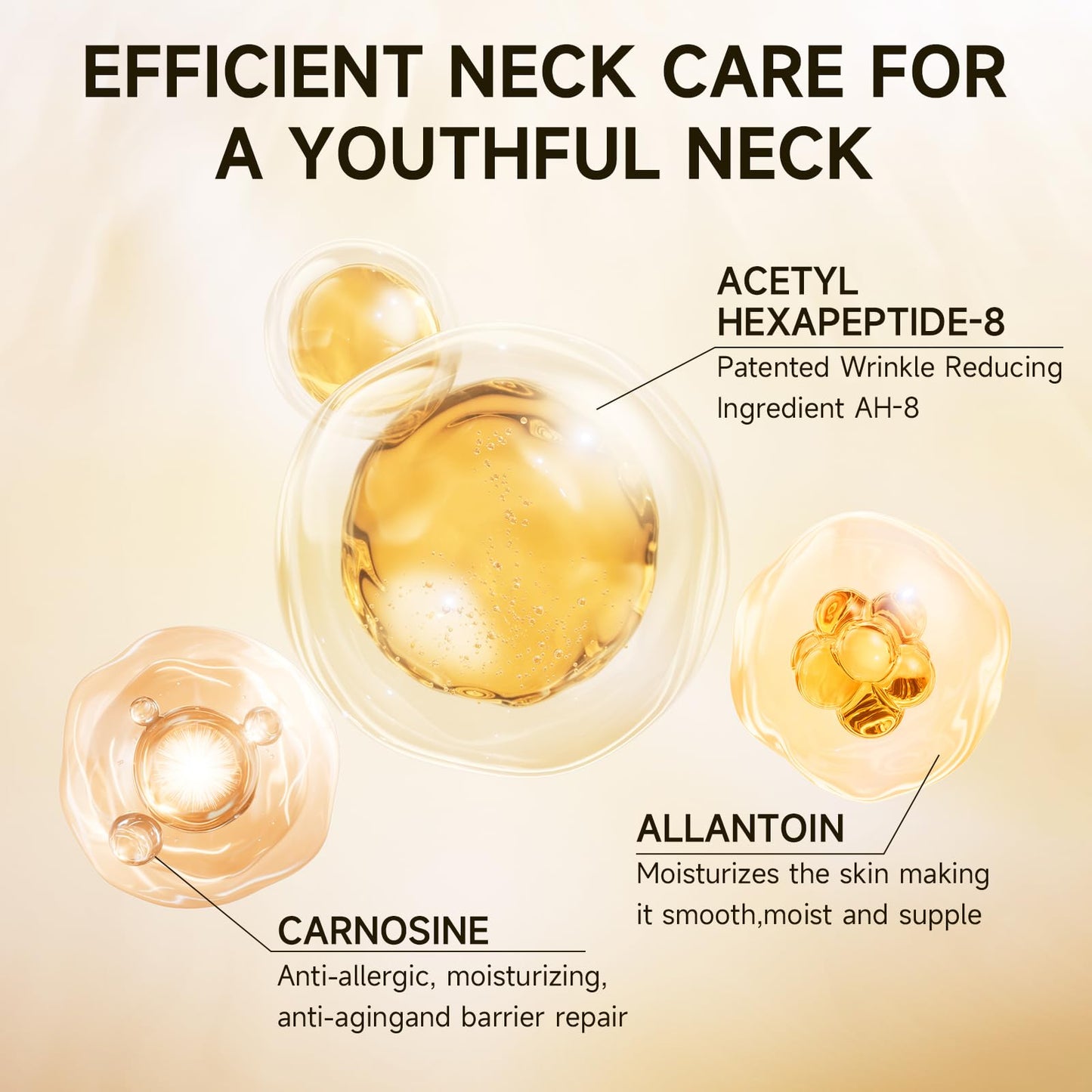 Gaayou AH-8 Firming Neck Cream with Roller - Neck Firming Cream Advanced Tightening & Lifting Treatment Contains Hexapeptide for Crepey Skin, Sagging Neck and Wrinkles Women Men