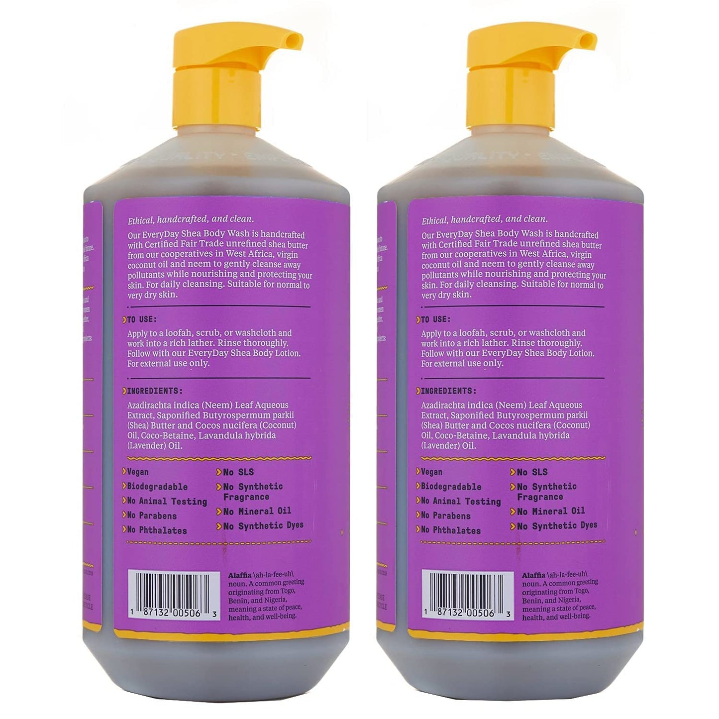 Alaffia Everyday Shea Body Wash, Naturally Helps Moisturize and Cleanse Without Stripping Natural Oils with Fair Trade Shea Butter, Neem, and Coconut Oil Vanilla Mint 32 fl oz - 2 Pack
