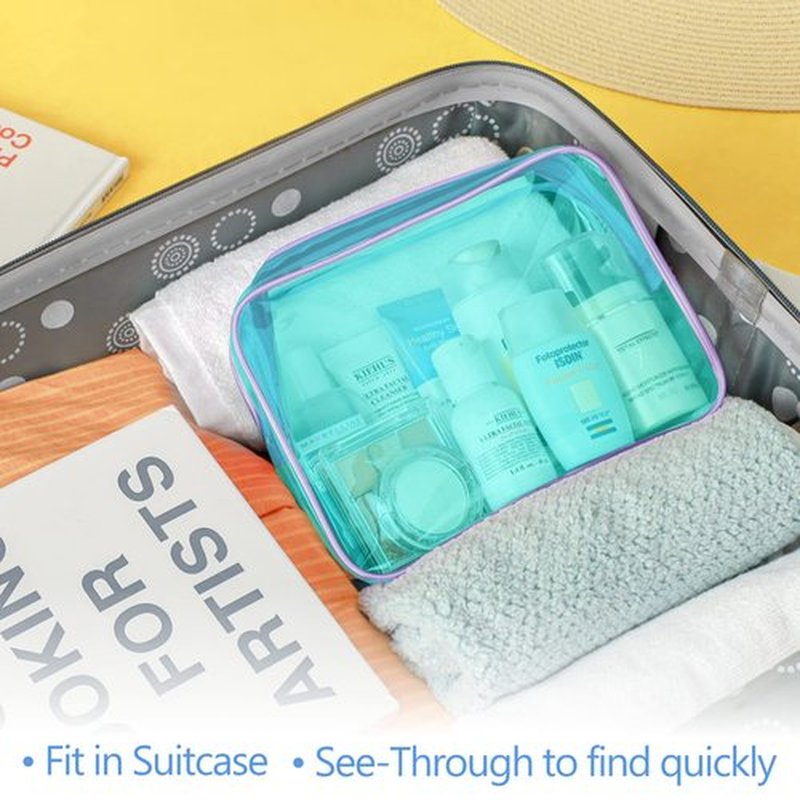 PACKISM Clear Makeup Bags, 3 Pack Tsa Approved Toiletry Bag with Zipper, Water-resistant Clear Cosmetic Bags Fit Travel Essentials, Carry-on Airport Airline Compliant Toiletries Bag, Mint Green