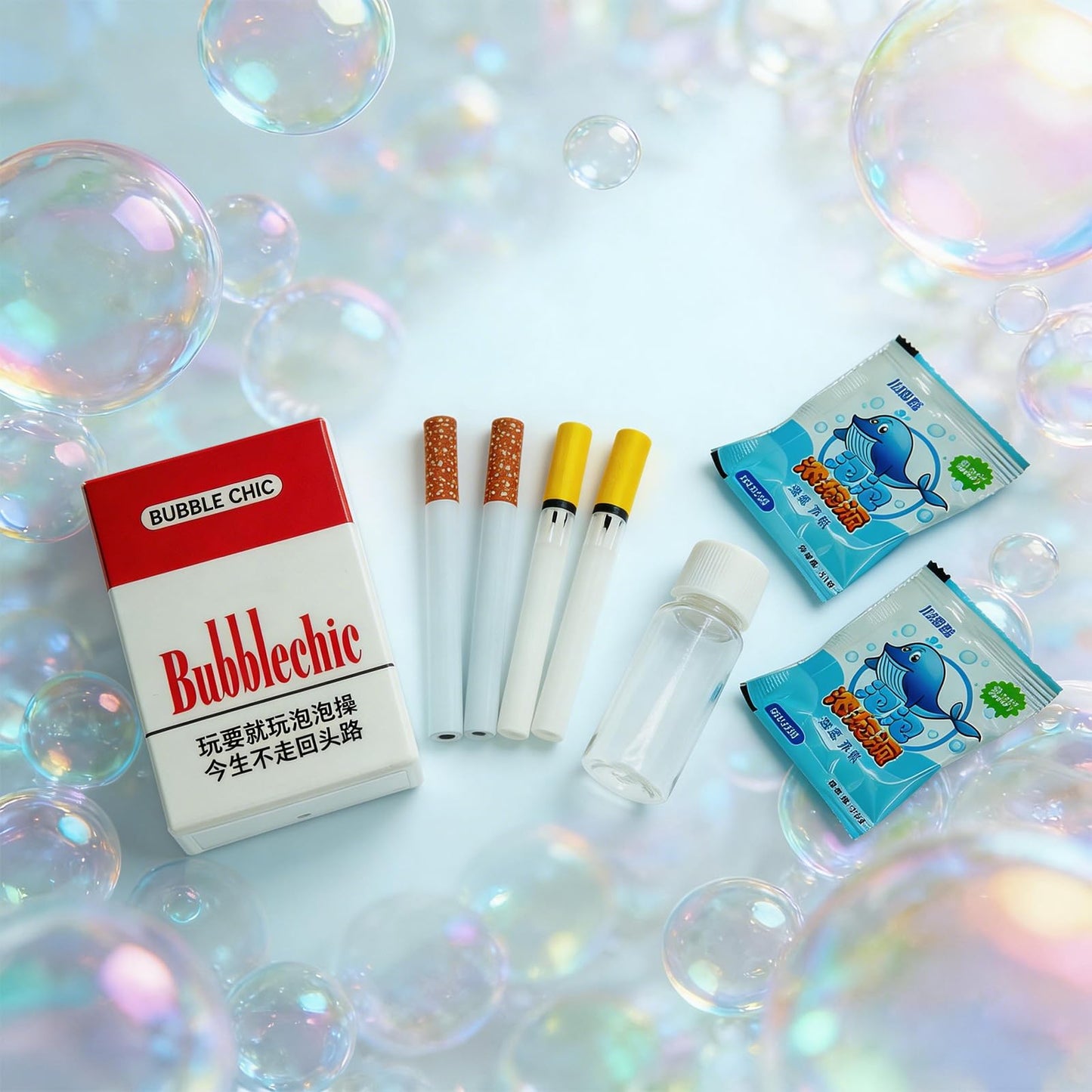 Zeetain Bubble Cigarette Pack – Realistic Fake Cigarette Bubble Blower with Bubble Solution, Mini Cigarette Bubbles Maker for Stress Relief, Fun Party Gift for Adults