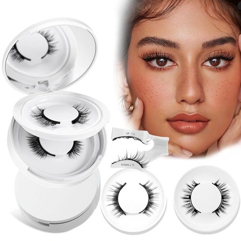 Krafty Magnetic Eyelashes with Applicator 2 Pair Reusable Magnetic Eyelashes No Glue Needed Magnetic Eyelashes Cat Eye Natural Look Magnetic Lashes Kit Easy to Wear and Remove
