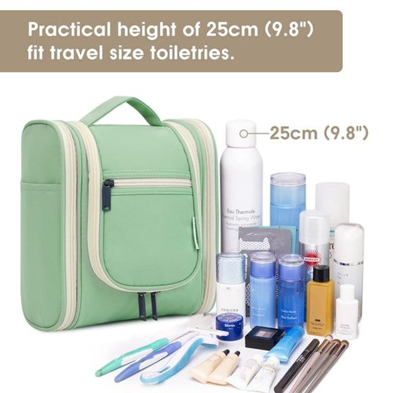 Narwey Small Hanging Toiletry Bag Women Travel Makeup Bag Organizer Toiletries Bag for Travel Size Essentials Accessories Cosmetics (Medium, Spring Green)