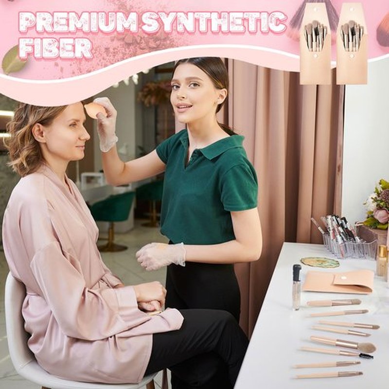 SiliFine 20 Pcs Travel Makeup Brush Set, 10 Pcs Mini Travel Make up Brush Set with Bag, 10 Pcs Makeup Sponge Princess Party Favor Set for Women Girl Home Travel Business Party Souvenirs (Nude)