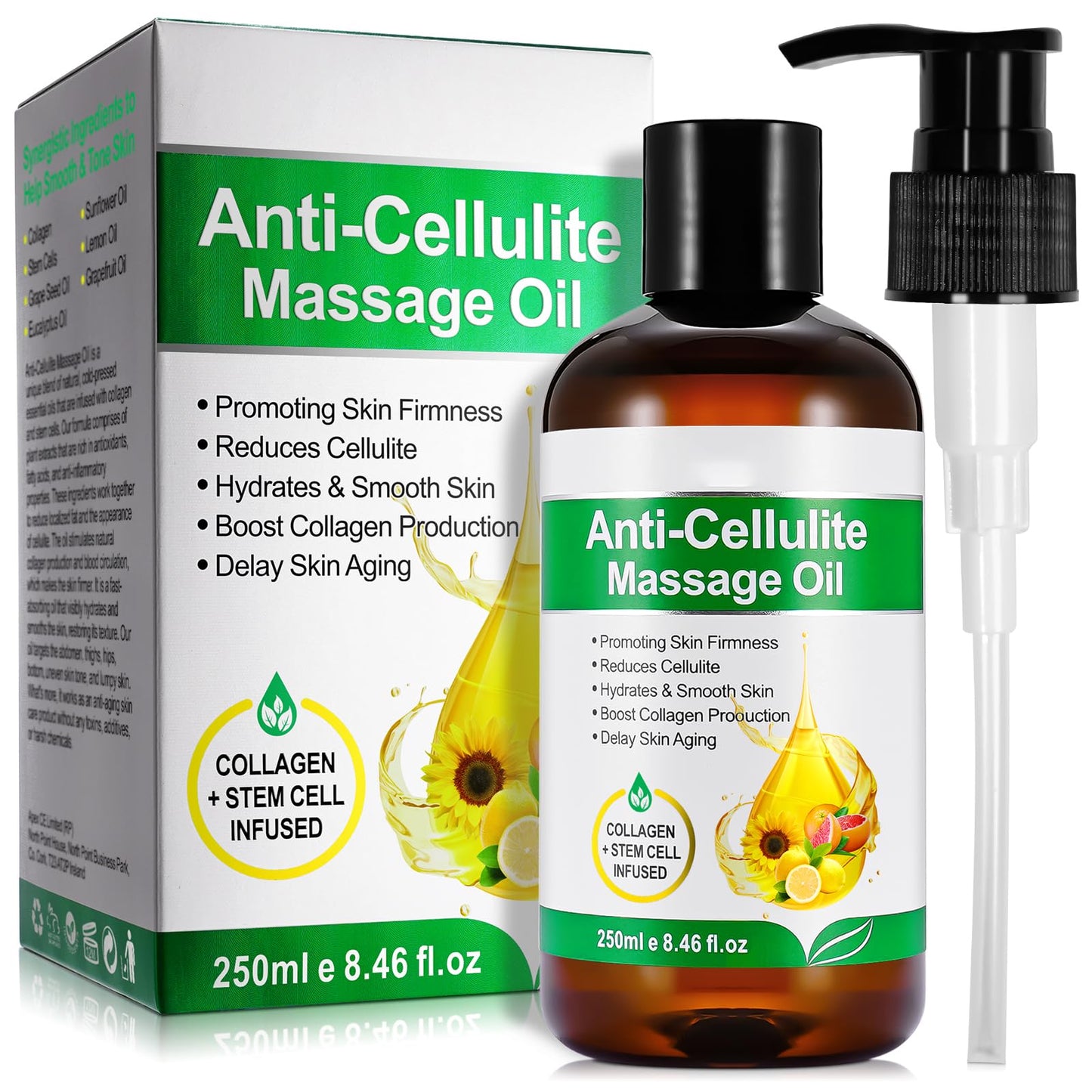 Body Oil Naturals Anti Cellulite Massage Oil, for Skin Tightening, Massage Oil for Massage Therapy Assists with Firming, Moisturizes Skin -8.46 fl.oz
