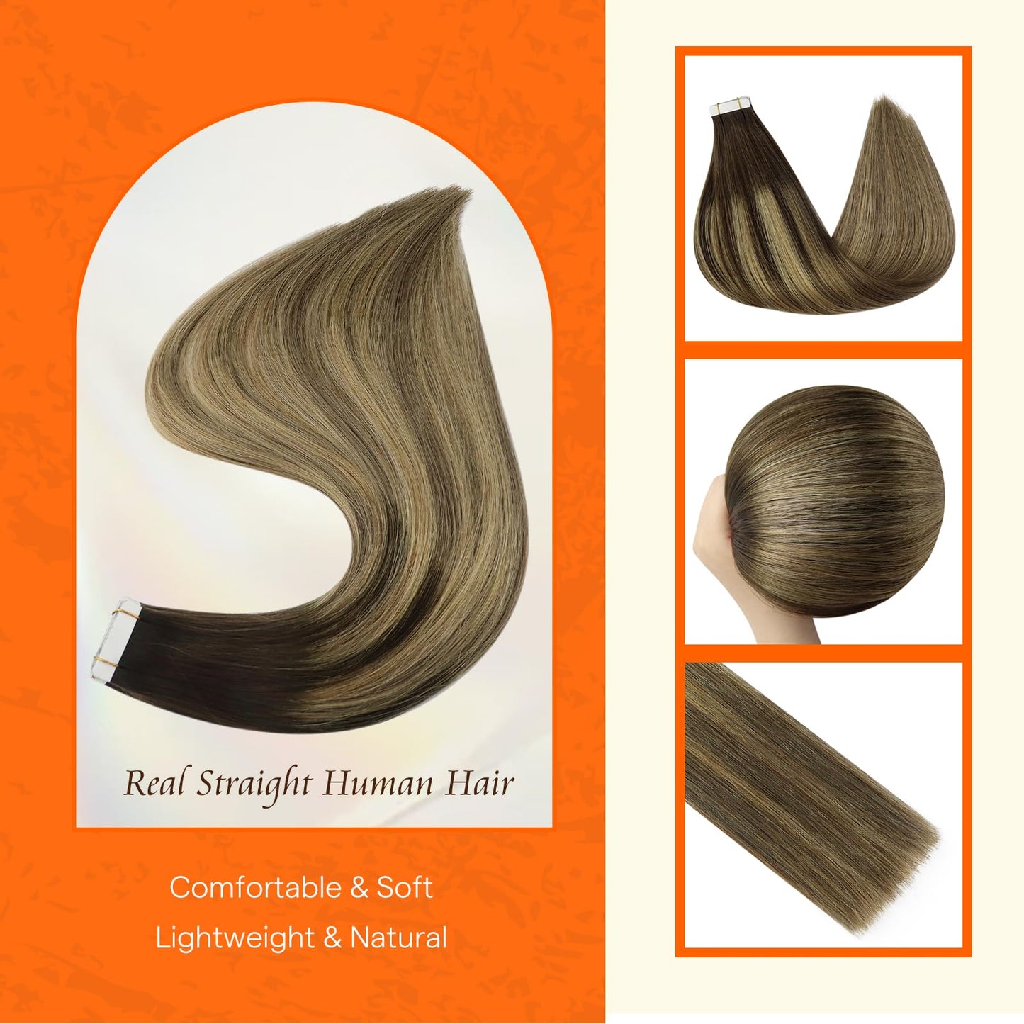 Full Shine Tape in Hair Extensions 30grams Human Hair Extensions Tape in Balayage Color 2 Fading to 8 Brown and 27 Blonde 12 Inch Double Sided Tape in Hair Extensions Short Remy Hair Extensions 20PCS