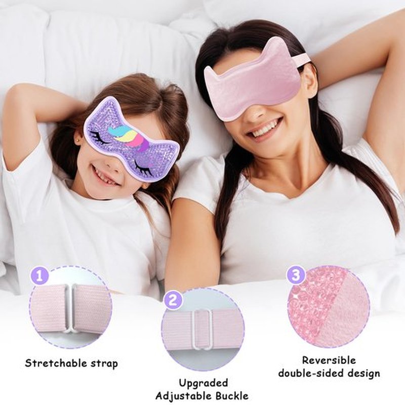 CONBELLA 2PCS Adorable Cooling Eye Mask Gel Eye Mask, Reusable Hot Cold Therapy Cold Eye mask for Post Surgery, Puffiness, Dark Circles, Eye Bags, Dry Eyes, Migraines with Soft Plush Backing