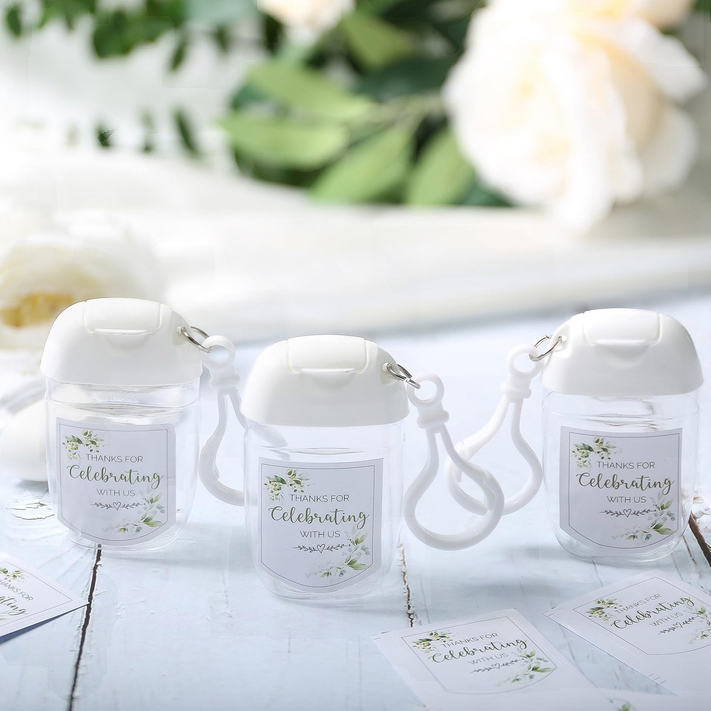 Ohmique 50Pcs Mini Hand Sanitizer Bottles Bulk with Thank You Labels (Sanitizer Not Included) - Wedding Favors - Personalized Wedding Favors for Guests
