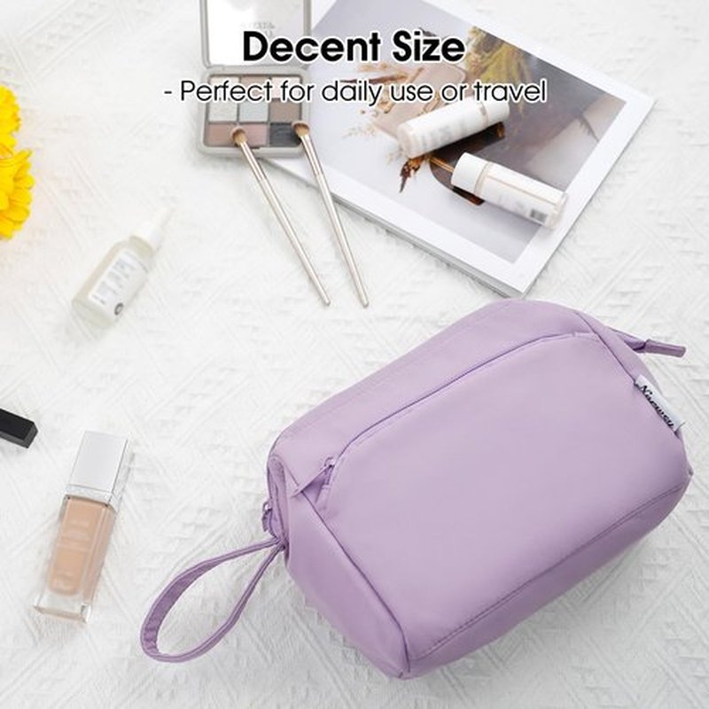 Narwey Large Makeup Bag Women Wide-open Make up Bag Travel Cosmetic Bag Organizer Toiletry Bag for Cosmetics Toiletries Accessories (Purple)