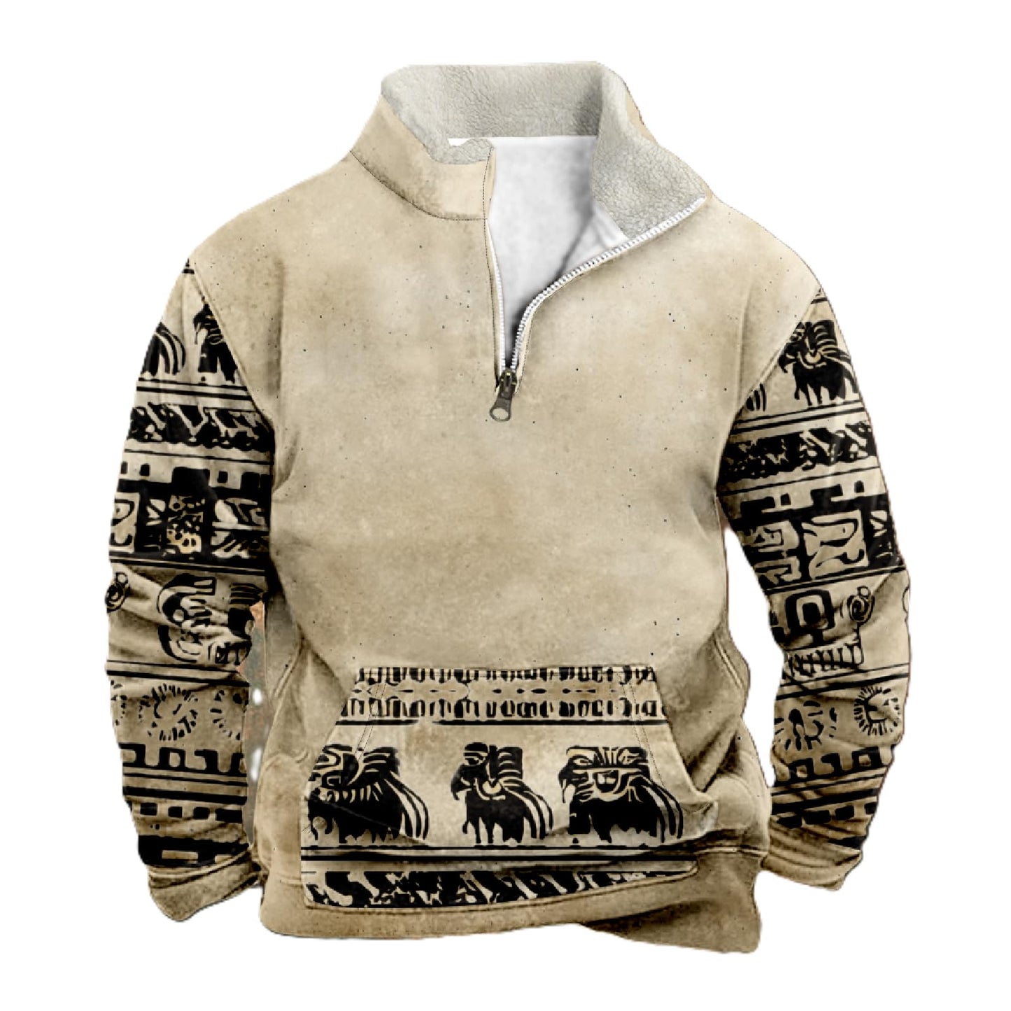 domirica Men's Fashion Hoodies & Sweatshirts Western Aztec Print Long Sleeve Half Zip Pullover Lightweight Crew Neck Hoodies Big And Tall Cotton Vintage Casual Cool Undershirts With Pocket,S
