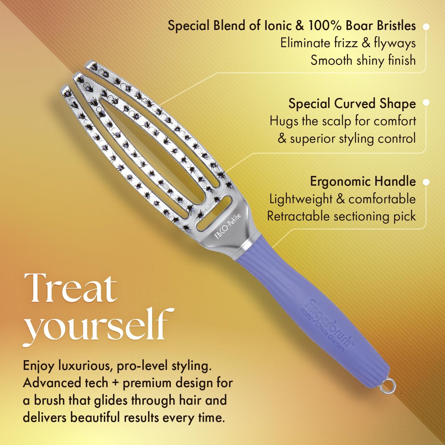 Olivia Garden FingerBrush Scalp-Hugging & Vented Combo Paddle Hair Brush (ionic & 100% boar bristles)