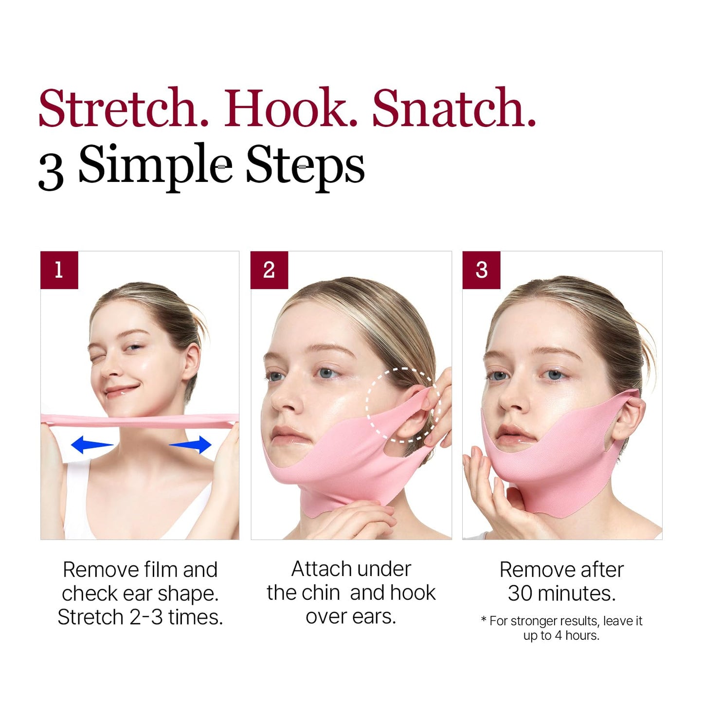 ROUND LAB Camellia Deep Collagen V Lifting Gel Mask 4ea | Double-chin Turkey Neck Instant Face Lifting Mask, Cooling and Depuffing Face Toning Belt, Firming Sagging Skin, Korean Skin Care, 10g/0.35oz
