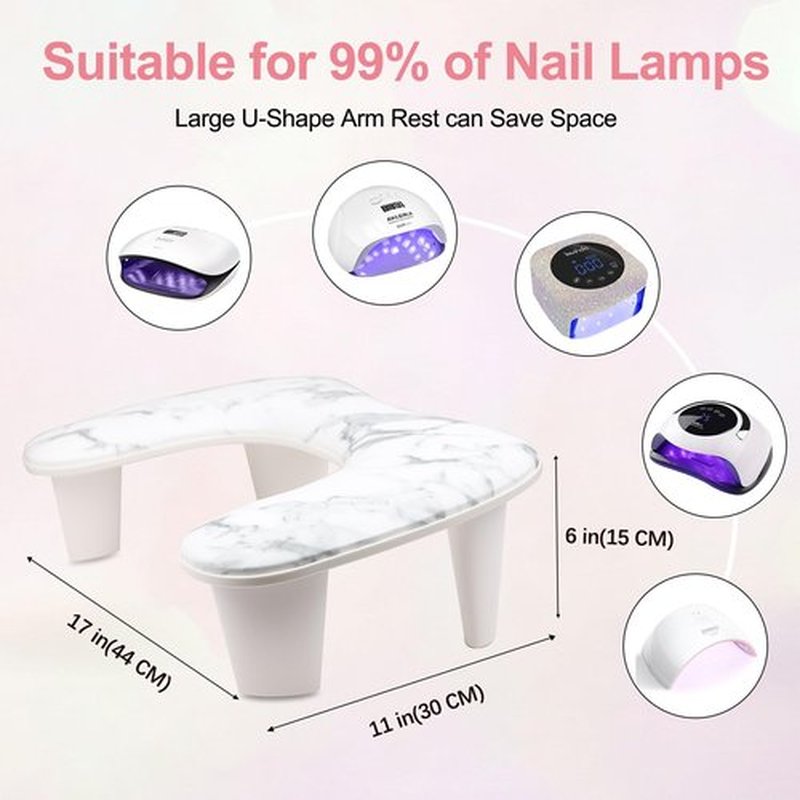Arm Rest for Nails Tech,U-shaped Manicure Nail Hand Rest Pillow Cushion, Big Microfiber Leather Nail Arm Rest Stand for Acrylic Nail Art Tech(Marble)