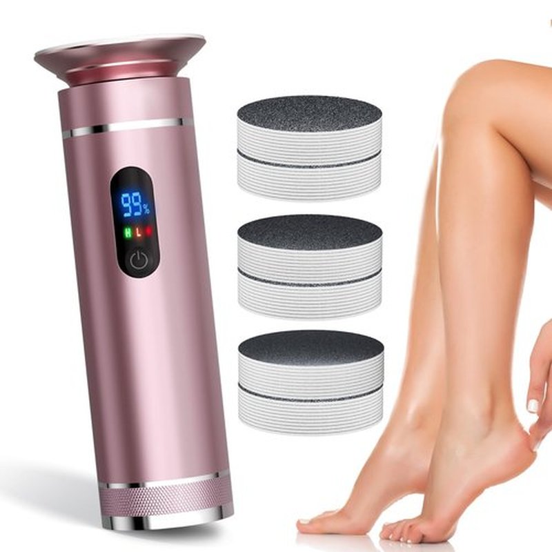 Ranrose Electric Callus Remover for Feet: Electric Feet Callus Remover with LCD Display Rechargeble Electronic Foot File Pedicure Kits,2 Speeds&60 Sandpaper Discs (Pink)