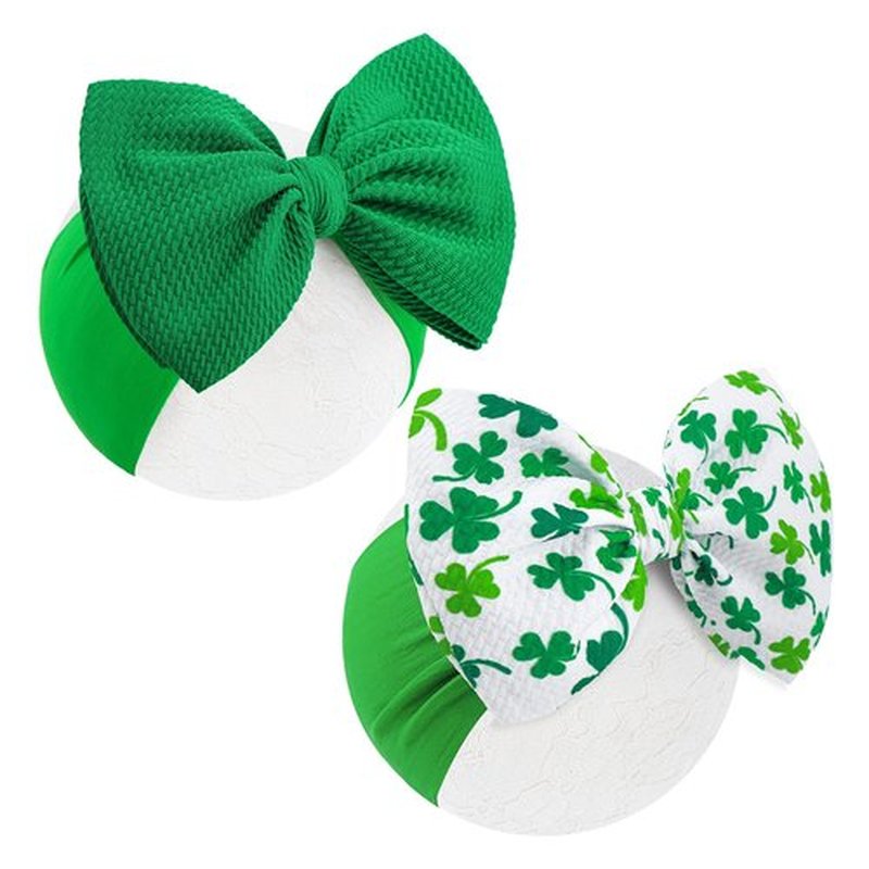 YanJie St.Patrick's Day Baby Headbands Green Bow Clover Headbands Shamrock Printed Baby Girl Bows Newborn Headbands Hair Accessories Newborn Infant