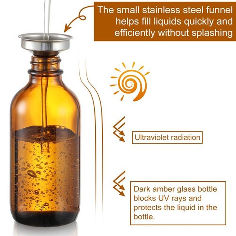 4 Pack 100ml Glass Dropper Bottles with Measured Dropper - 3.4oz Dark Amber Tincture Bottles with Calibrated Glass Eye Dropper (1ml), Leakproof Essential Oil Bottles for Health, Personal Care & Beauty