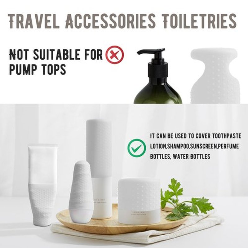 YUBIRD 15 PCS Silicone Travel Sleeves for Toiletries, Toiletry Sleeves for Leak Proofing, Leak Proof Sleeves for Travel Bottles, Travel Size Toiletries, Cruise Must Haves for Women Men(15White)