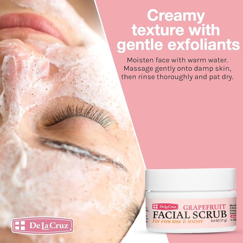 Grapefruit Facial Scrub - Exfoliating Face Scrub with Vitamin E, Papaya & Aloe Vera | 0.6 Ounce Trial Size