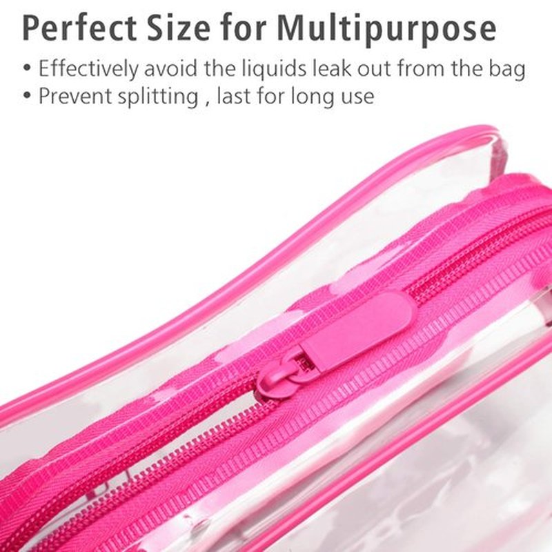 PACKISM TSA Approved Toiletry Bag - Peach Red Clear Makeup Bag, Suitable for Gifts, with Supporting Frame, Clear Toiletry Bag Perfect for Travel Essentials, Thick No Smell