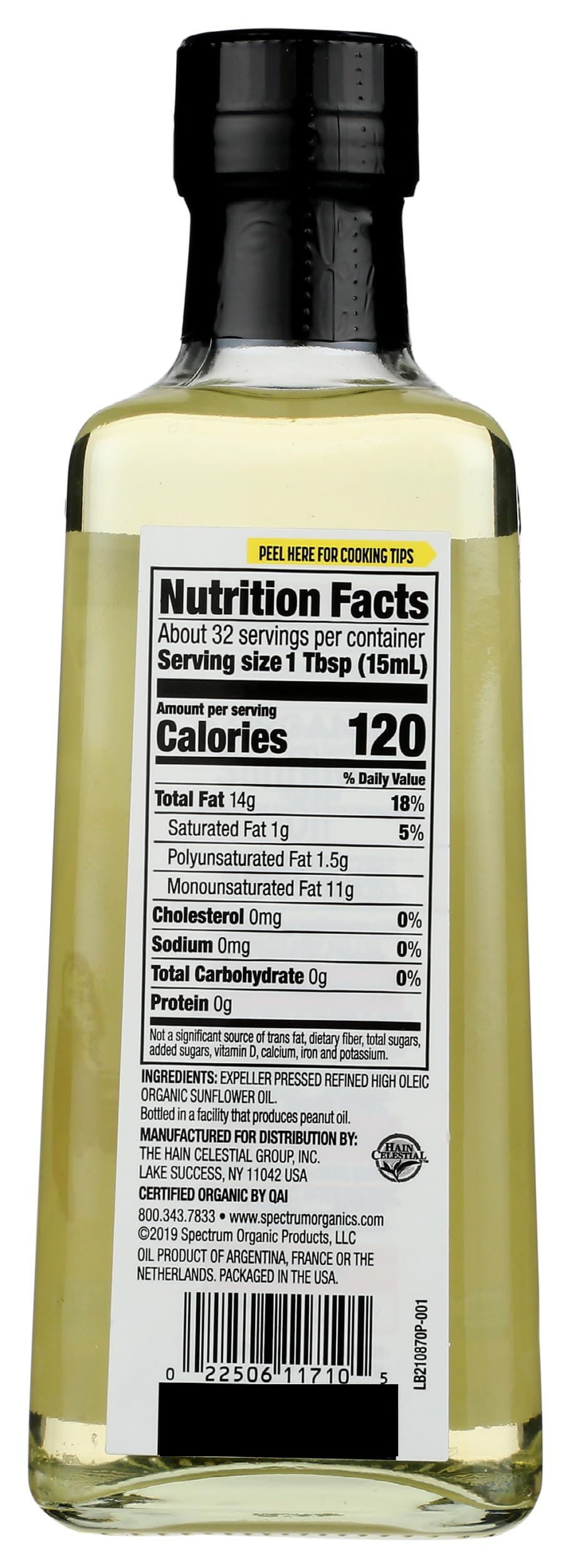 Spectrum, Sunflower Oil, Organic, High Heat, 16 fl oz
