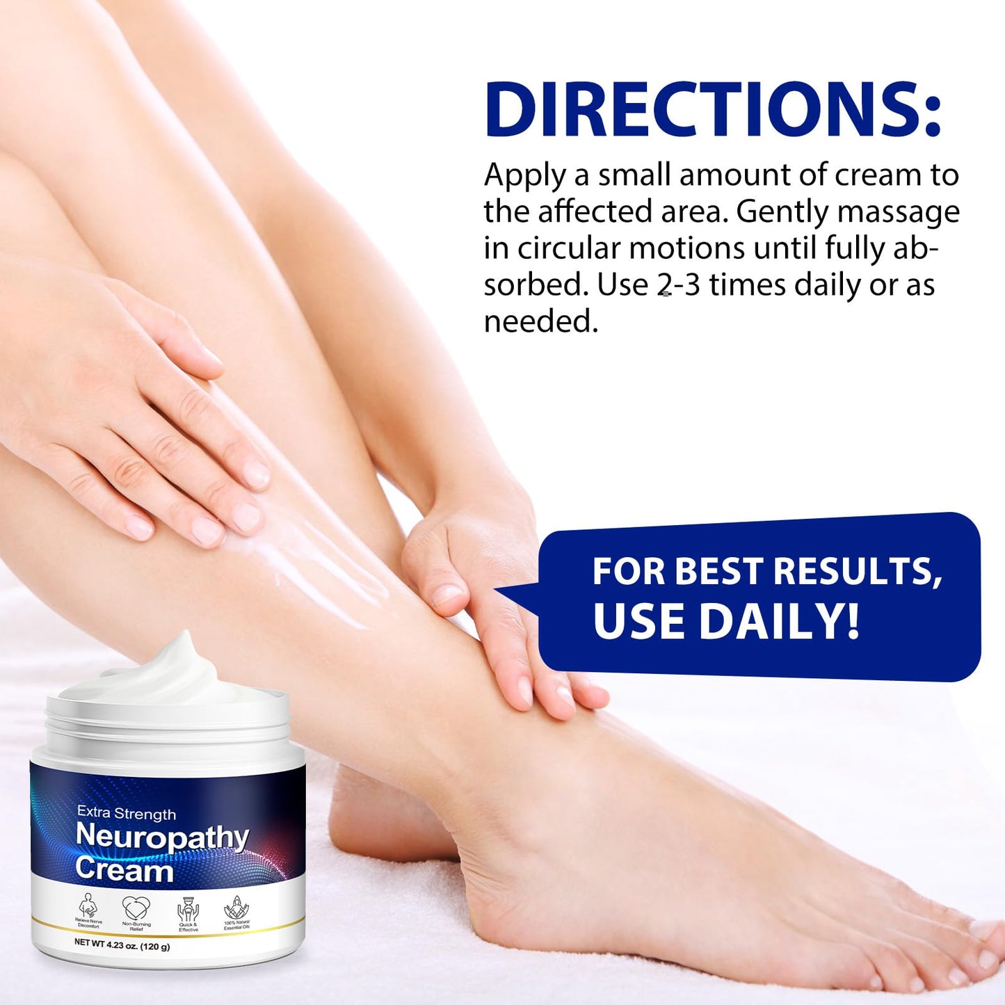 ZIXAOK Neuropathy Cream for Feet, Hands, Legs,Toes & Back, Natural Plant-Based Formula – Fast-Absorbing Moisturizing Cream, Non-Greasy 4.23 oz