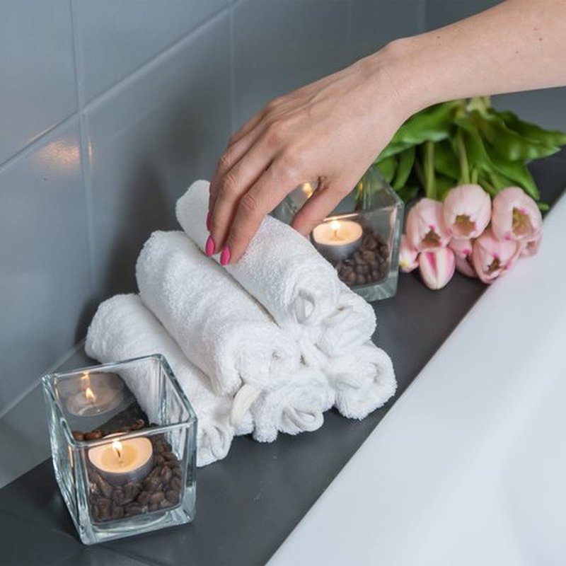 Made Easy Kit Bath Mitts - Pack of 6 - (6" x 9") European Style Washcloth with Loop (White, 6 x 9 inches)