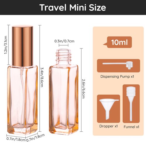 Segbeauty 5pcs 10ML Perfume Travel Refillable, Mini Cologne Perfume Bottles Empty, Portable Atomizer Sprayer for Perfume Travel Size Spray Bottle Pocket Glass Spray Bottles Toiletries Sample Dispenser