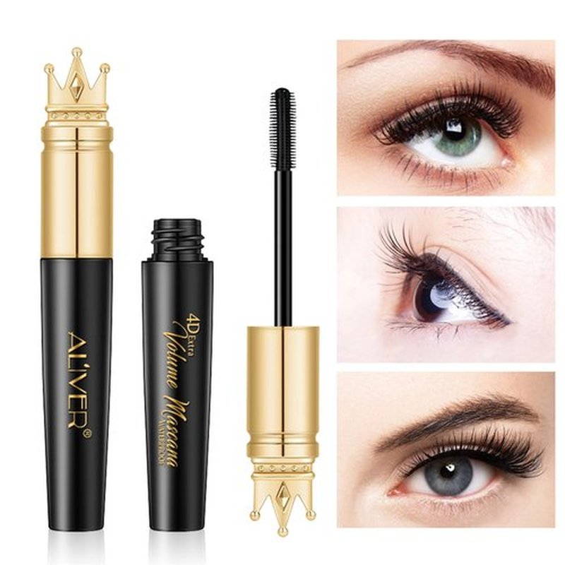 2 Pack Waterproof Mascara Black, Mascara Volume and Length, 4D Silk Fiber Lengthening Voluminous Mascara, Long-Lasting Lash Sensational Mascara, Feathery Soft Full Lashes, Golden Crown, Blackest Black