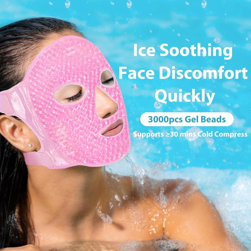 Cooling Gel Eye Mask - Reusable Ice Face Mask for Puffy Eyes | Pink Compress for Dark Circles & Allergies