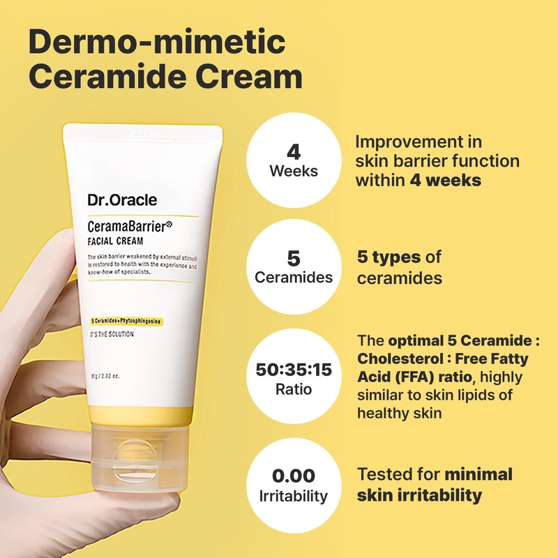 DR.ORACLE CeramaBarrier Facial Cream – Triple Lipid Barrier Support Moisturizer with Ceramides, Cholesterol & Fatty Acids for Dry & Sensitive Skin, Korean Skincare, 2.82 fl oz