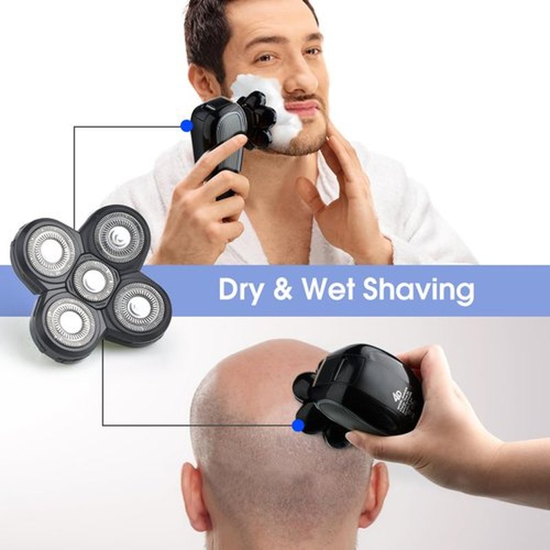5D Blades Shaver Replacement Heads, Head Shavers for Bald Men Replacement Blades, with Shaving Brush & Shaver Cleaning Brushes, 3 Pack
