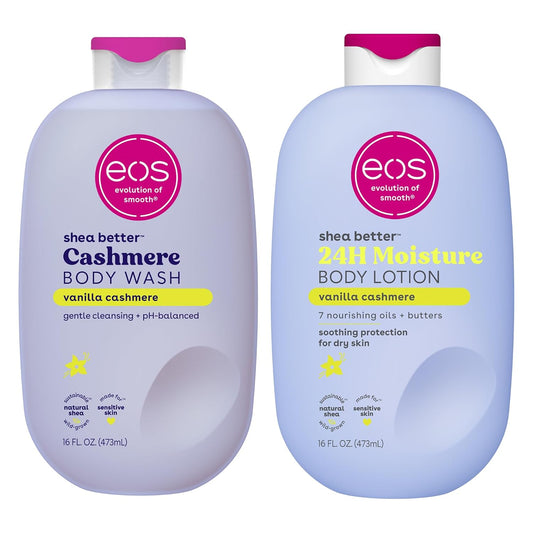 Eos Shea Better Body Lotion & Body Wash Set - Vanilla Cashmere Scent | Hydrating & Nourishing