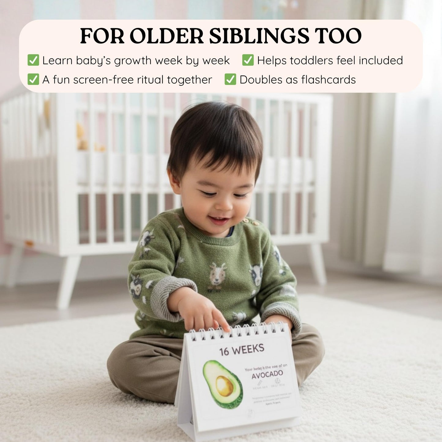 Newborn Nest Pregnancy Calendar for Expecting Mothers - Weekly Baby Growth Tracker with Fruit & Vegetables, Quotes & Development Facts | 72-Page Flip Calendar | Pregnancy Gifts for First Time Parents