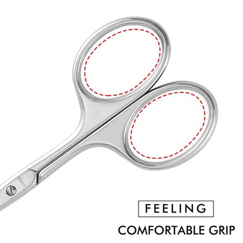 LIVINGO 3.75" Rounded Curved Nose Hair Scissors, Premium Stainless Steel Safety Small Blades Use for Manicure Cuticle Trimming Facial Hair, Eyebrow, Dry Skin