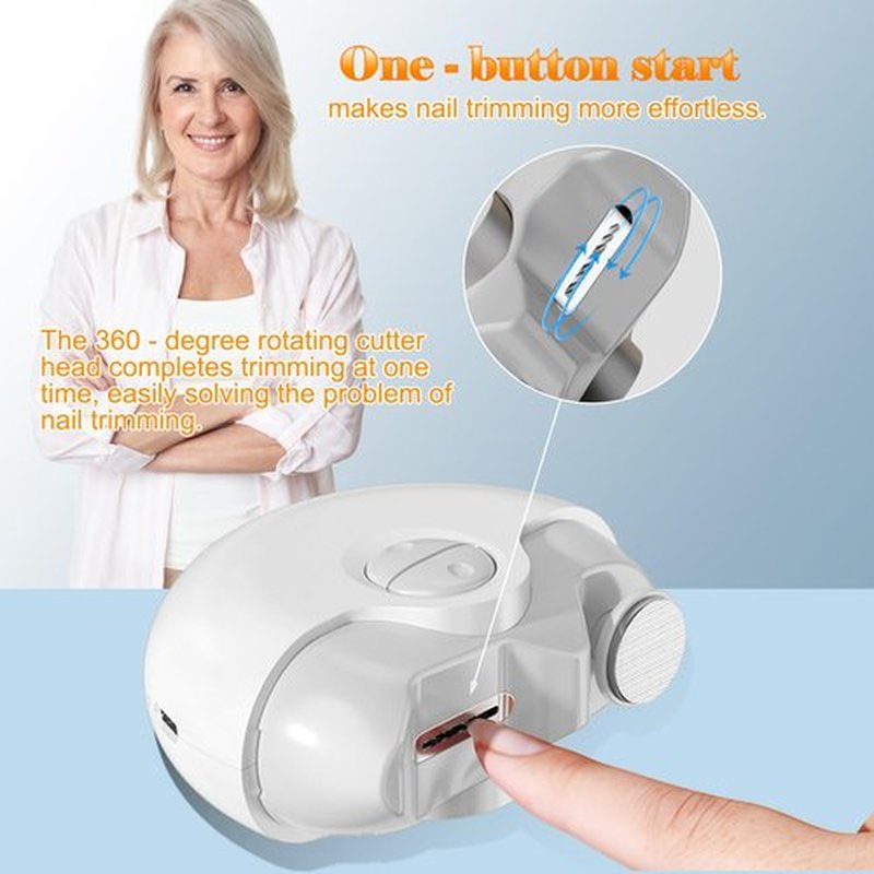 Electric Nail Clipper, Upgrades 2 in 1 Electric Polishing Automatic Nail Clippers Electric Nail File for Seniors Adults Kids, Baby Nail Trimmer Electric Toenail Automatic Nail Clippers (White)
