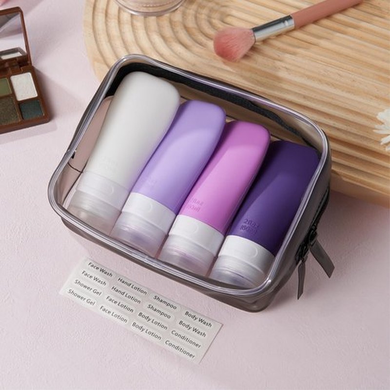 INSFIT Travel Bottles for Toiletries, TSA Approved 2oz Travel Size Bottles Leak Proof Travel Containers for Toiletries, BPA Free Refillable Travel Accessories for Shampoo Body Wash Liquids Purple
