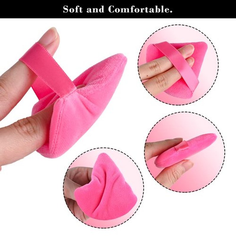 RAREIUS 8pcs Triangular Powder Puff Face Soft Velvet Makeup Puff for Loose Powder Body Powder Makeup Sponge for Contouring Wet Dry Foundation Blender Sponge Beauty Makeup Tool.(Rose Red)
