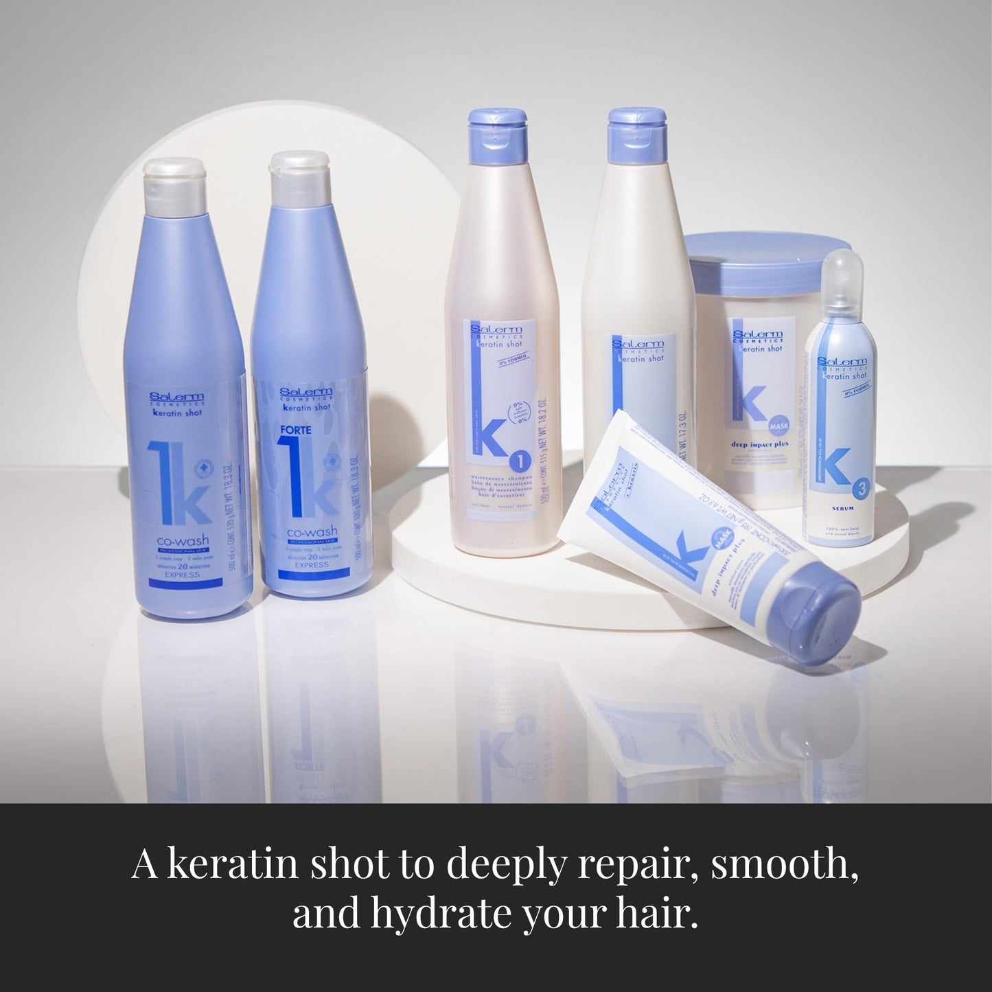 SALERM - Post Keratin Straightening - Keratin Shot Maintenance Kit with Shampoo 500 ml + Mask 200 ml + Serum 100 ml - Smooth and Hydrated Hair - Prolongs Straightening Results for 3 Months