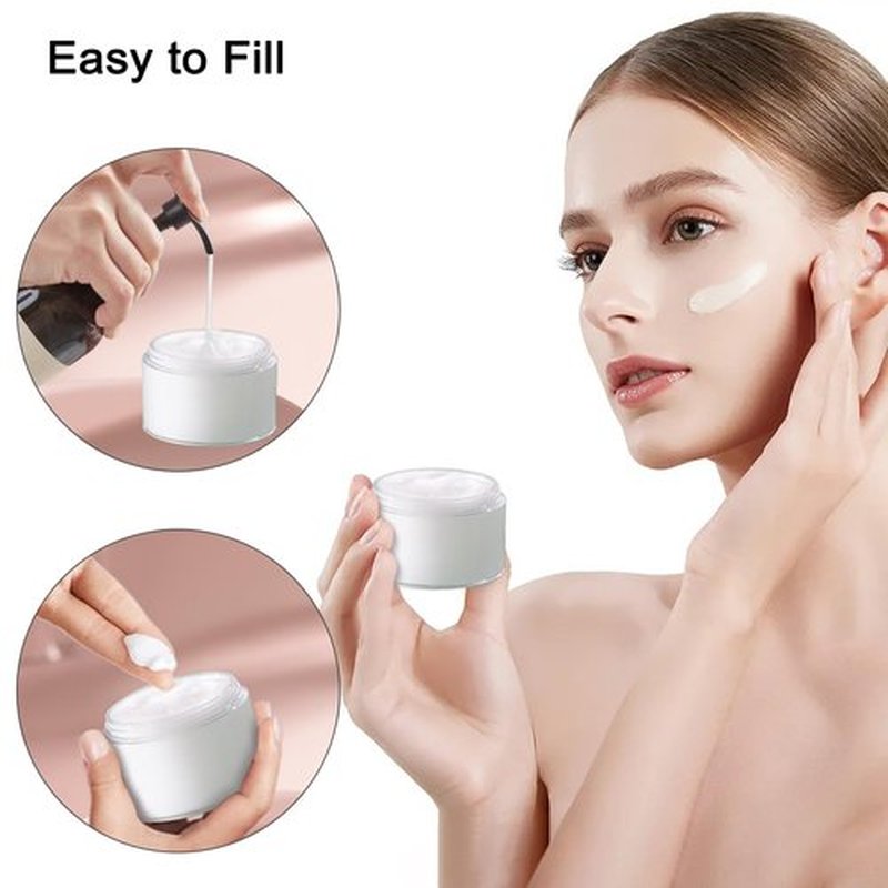 4 OZ Plastic Jars With Lids, 8 Pack Elumeiro Small Plastic Cosmetic Contianers Empty Round Cream Jar with Stickers For Lotion, Scrubs, Powder, Ointment, Makeup