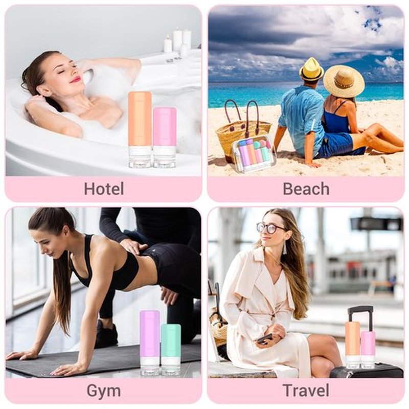 Ruinovate 17 Pack Travel Bottles for Toiletries, TSA Approved Travel Size Toiletries Bottles, Leak Proof Travel Size Containers, Travel Essentials for Body Wash, Shampoo, Lotion & Conditioner Pink