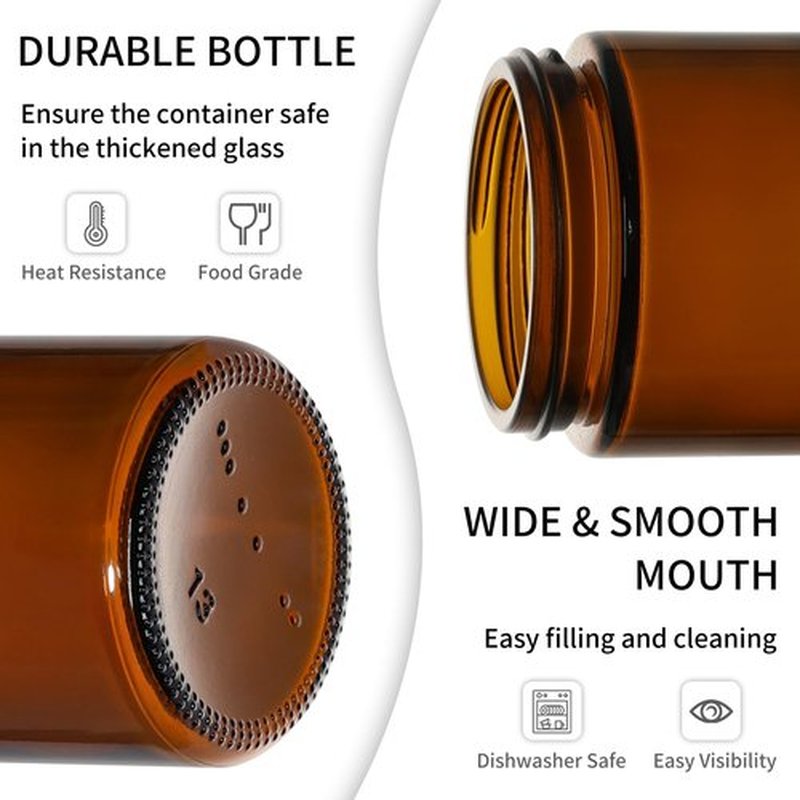 KEYWING 1oz Amber Glass Jars with Black Lids, 36 Pack Small Round Glass Cosmetic Jars with Inner Liners for Lotions, Cream, Powders and Ointments