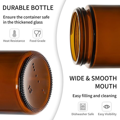 KEYWING 2oz Small Glass Jars, 35 Pack Amber Glass Cosmetic Jars with Black Lids, Round Sample Container with Inner Liners for Cream, Lotions, Powders and Ointments