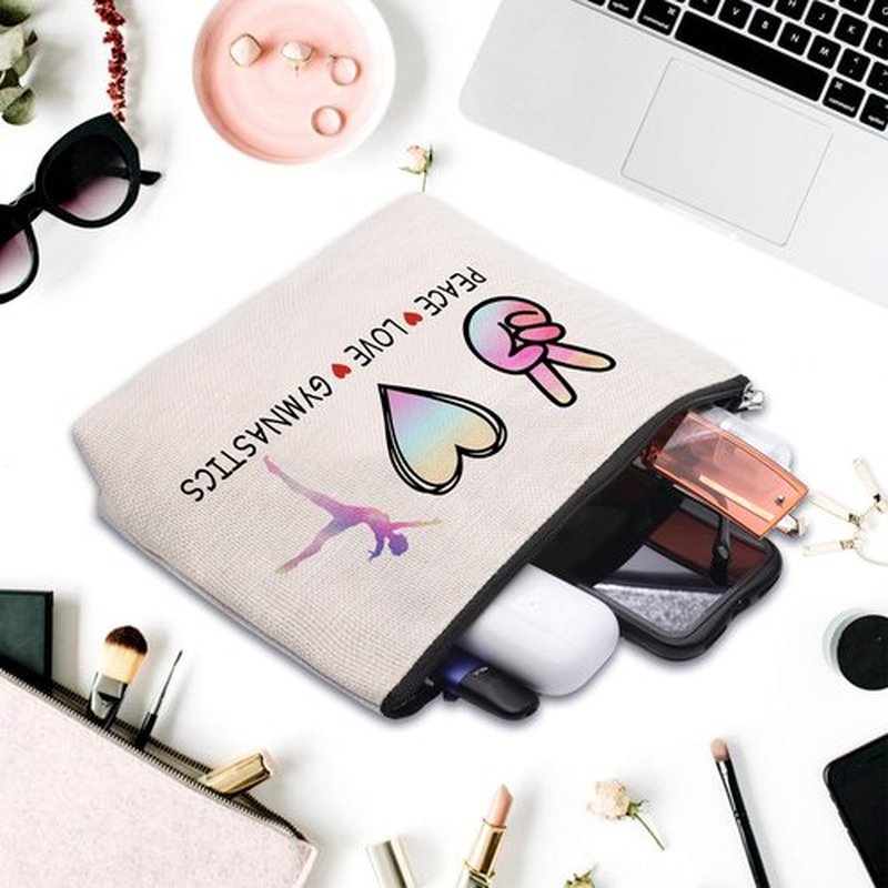CEASQVAA Cosmetic Makeup Bag Gifts for Gymnastics Lover Women, Gymnastic Coach Gift, Gymnastics Athletics Birthday Gifts for Her Friend Sister Daughter
