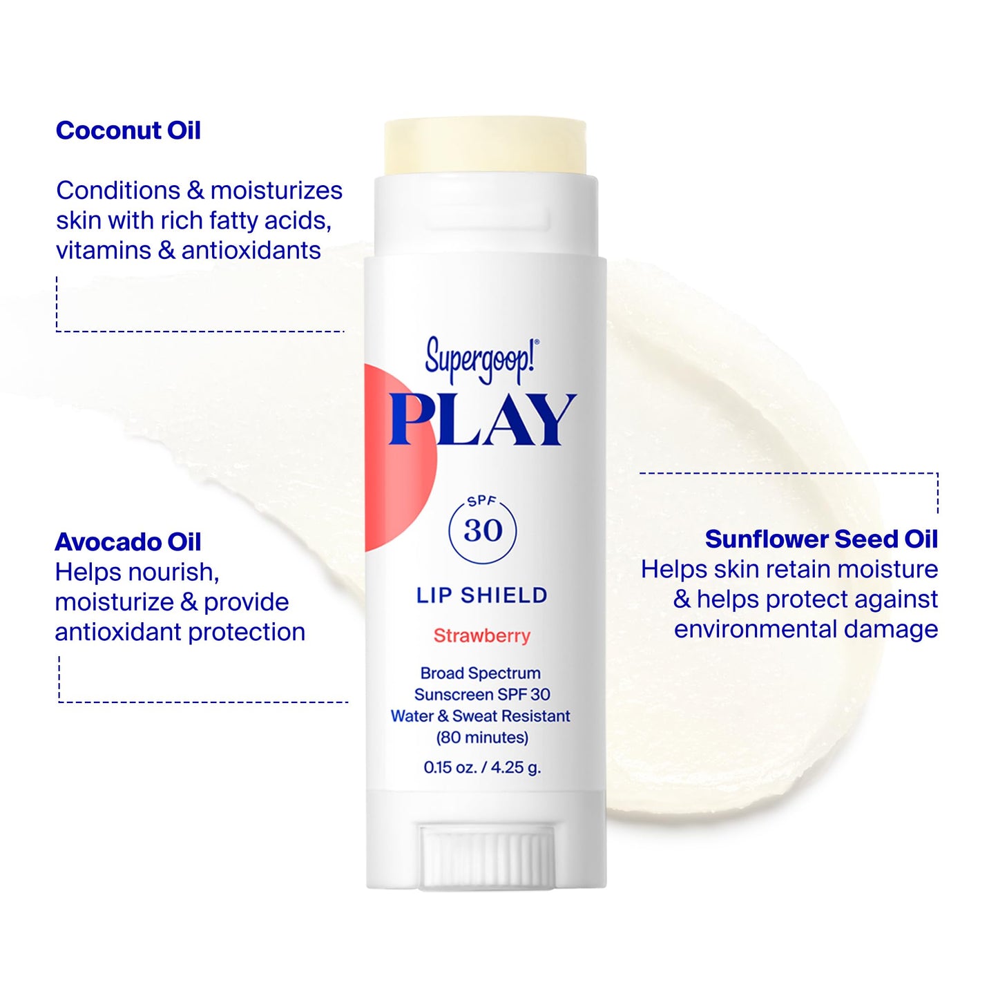 Supergoop! Play Lip Shield SPF 30 Strawberry - 2 Pack - Hydrating SPF Lip Balm - Moisturizing Treatment for Dry Cracked Lips - Broad Spectrum UV Protection