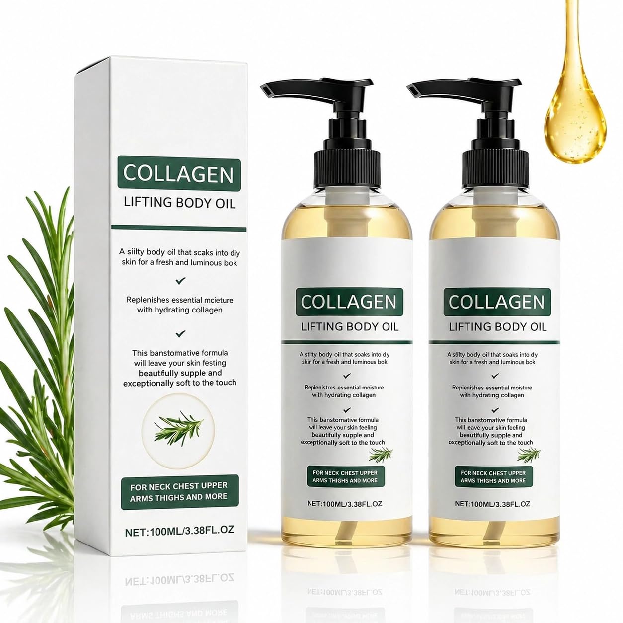 Yiishuiil Hydrating Collagen Oil,Helping Firm Sagging Skin, Moisturizing Anti Aging Silk Body Oils for Women & Men, Moisturizing + Firming 2-in-1, Lightweight Non-Greasy, 3.38 Fl Oz (1 Pack)