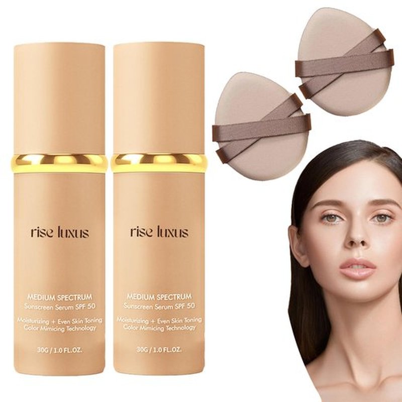 Rise Luxus Ultrablend 4 in 1 Foundation, Rise Luxus Foundation, 4 in 1 Foundation Liquid with Spf 50, Natural Foundation Medium Spectrum, 4 in 1 Concealer, Long-Lasting Moisturizing-2pcs