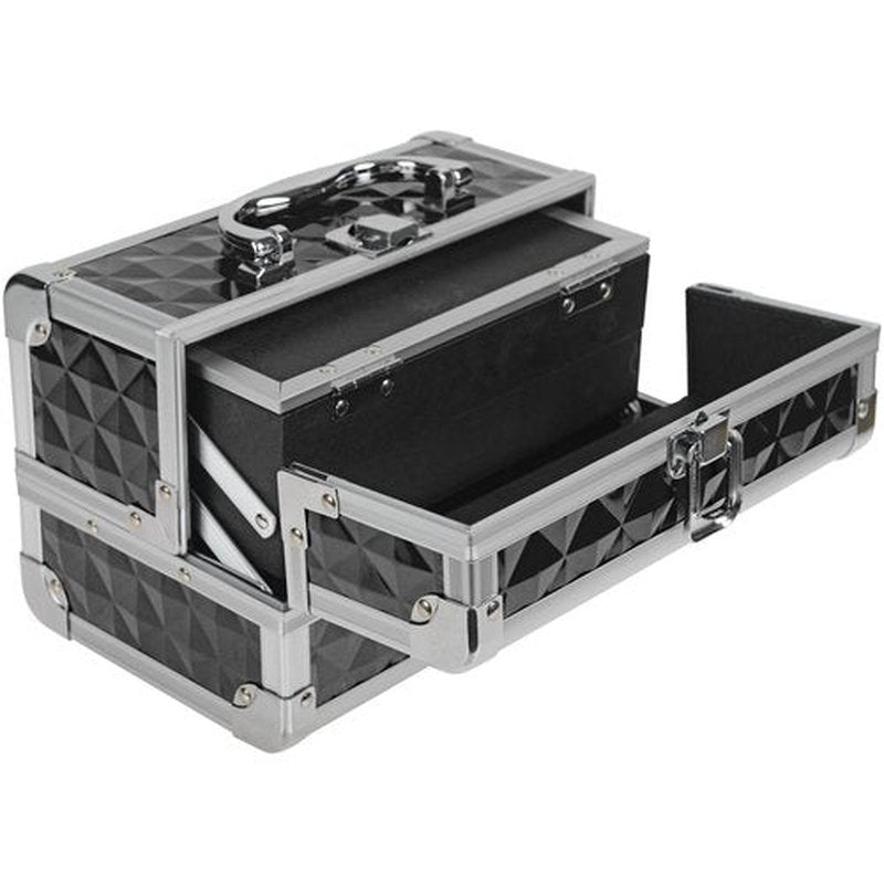 SHANY Chic Makeup Train Case Cosmetic Box Portable Makeup Case Cosmetics Beauty Organizer Jewelry storage with Locks, Multi trays Makeup Storage Box with Makeup Mirror - Black