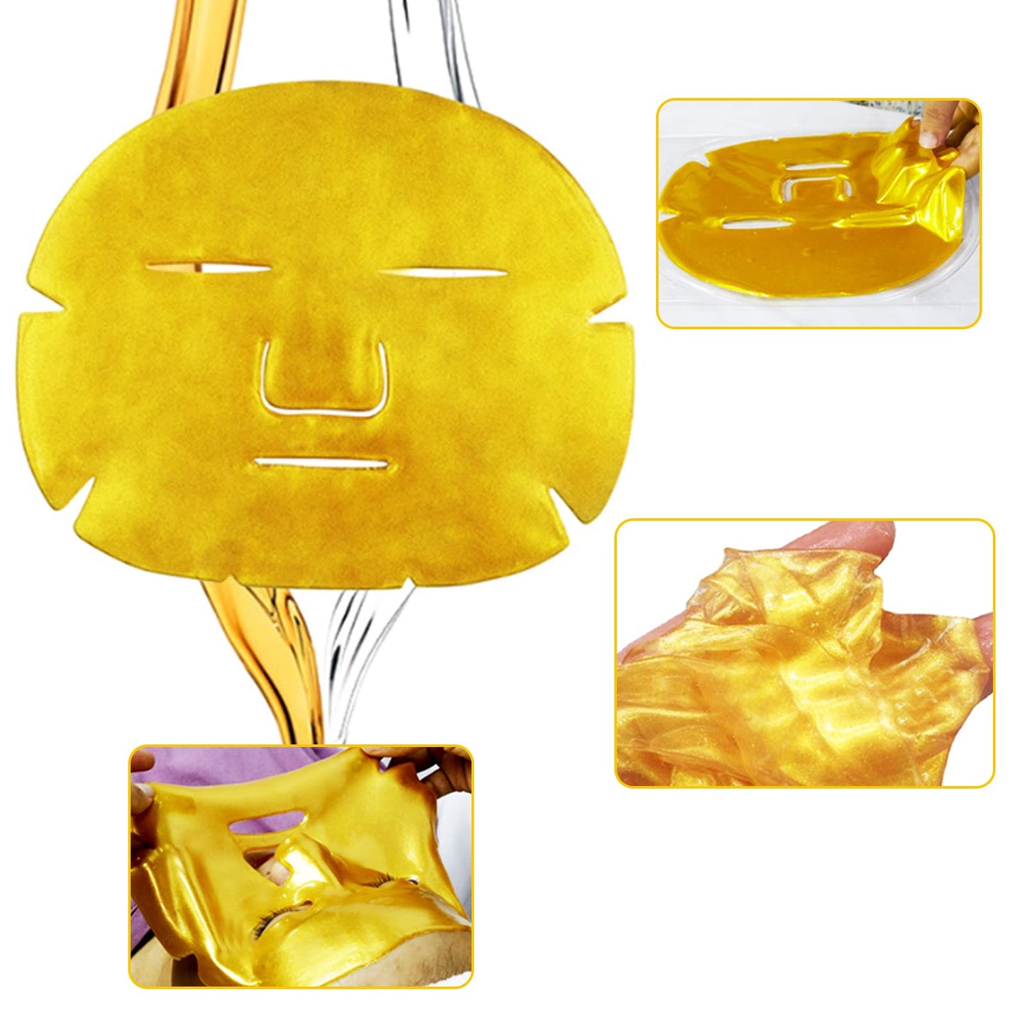 Adofect 15 Pack 24K Gold Crystal Collagen Facial Masks, Anti Wrinkle Collagen Facial Patches for Women, Deep Hydrating & Moisturizing, Reduce Puffiness, Perfect Self-Care Gift for All Skin Types