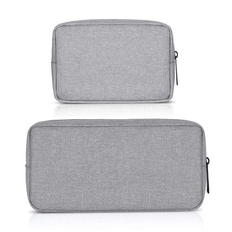 ERCRYSTO Universal Electronics/Accessories Soft Carrying Case Bag, Durable & Light-Weight,Suitable for Out-Going, Business, Travel and Cosmetics Kit (Small+Big-Gray)